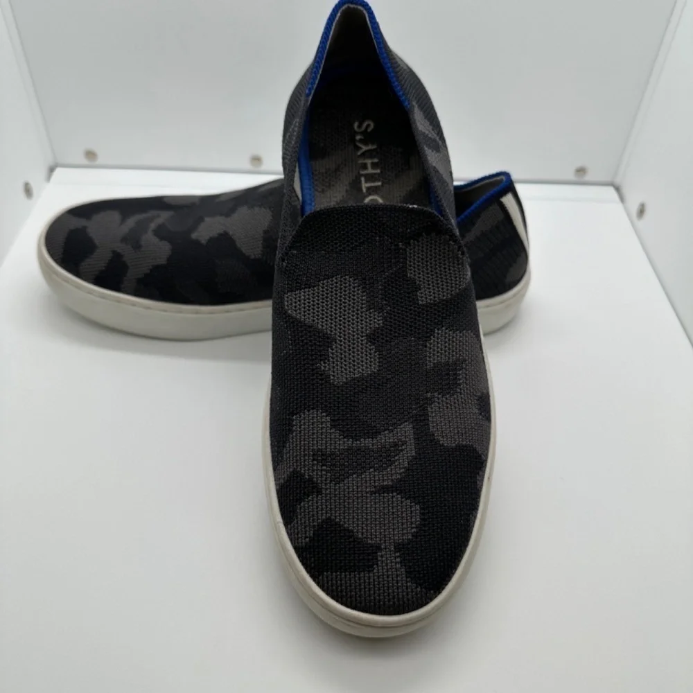 Rothy's Sneakers Womens 7.5 The City Slip On Camo Black Gray Washable Comfy